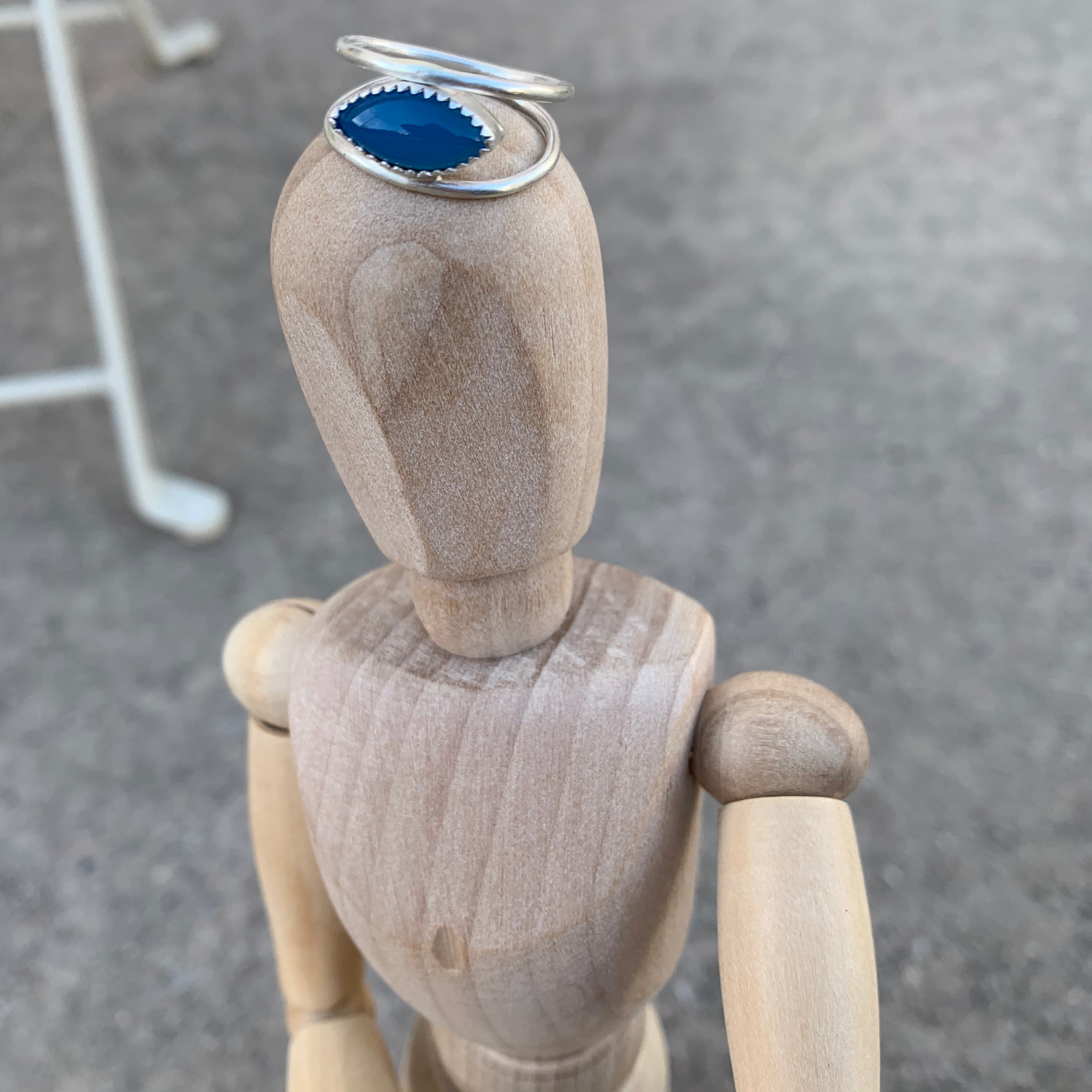 Eye-Inspired Blue Chalcedony Split Band Ring